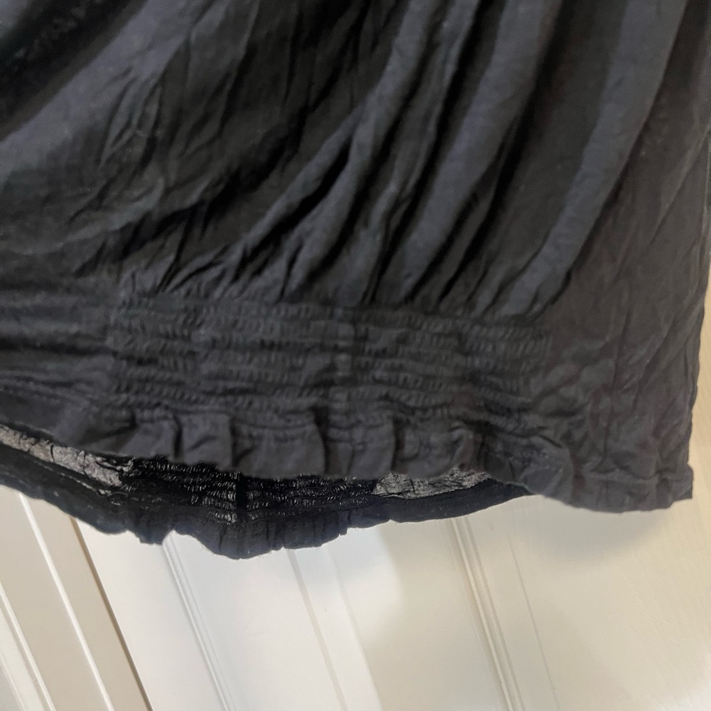 VNTG John Galliano Skull Embroidered Black Smocked Bottom Grunge goth Top ZS M - Picture 7 of 12